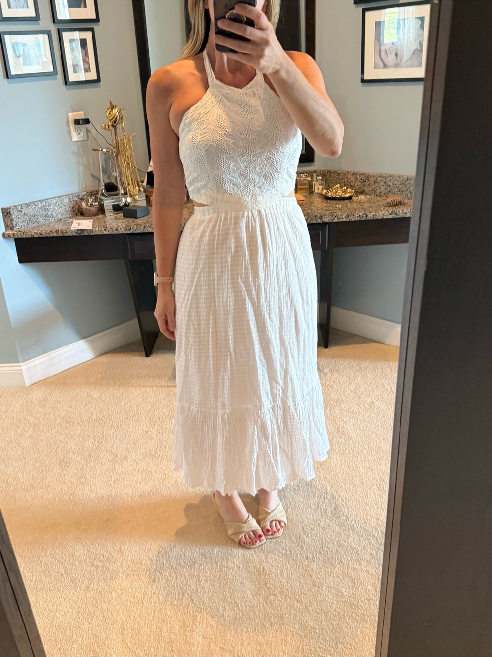 Heartloom White Halter Midi Dress